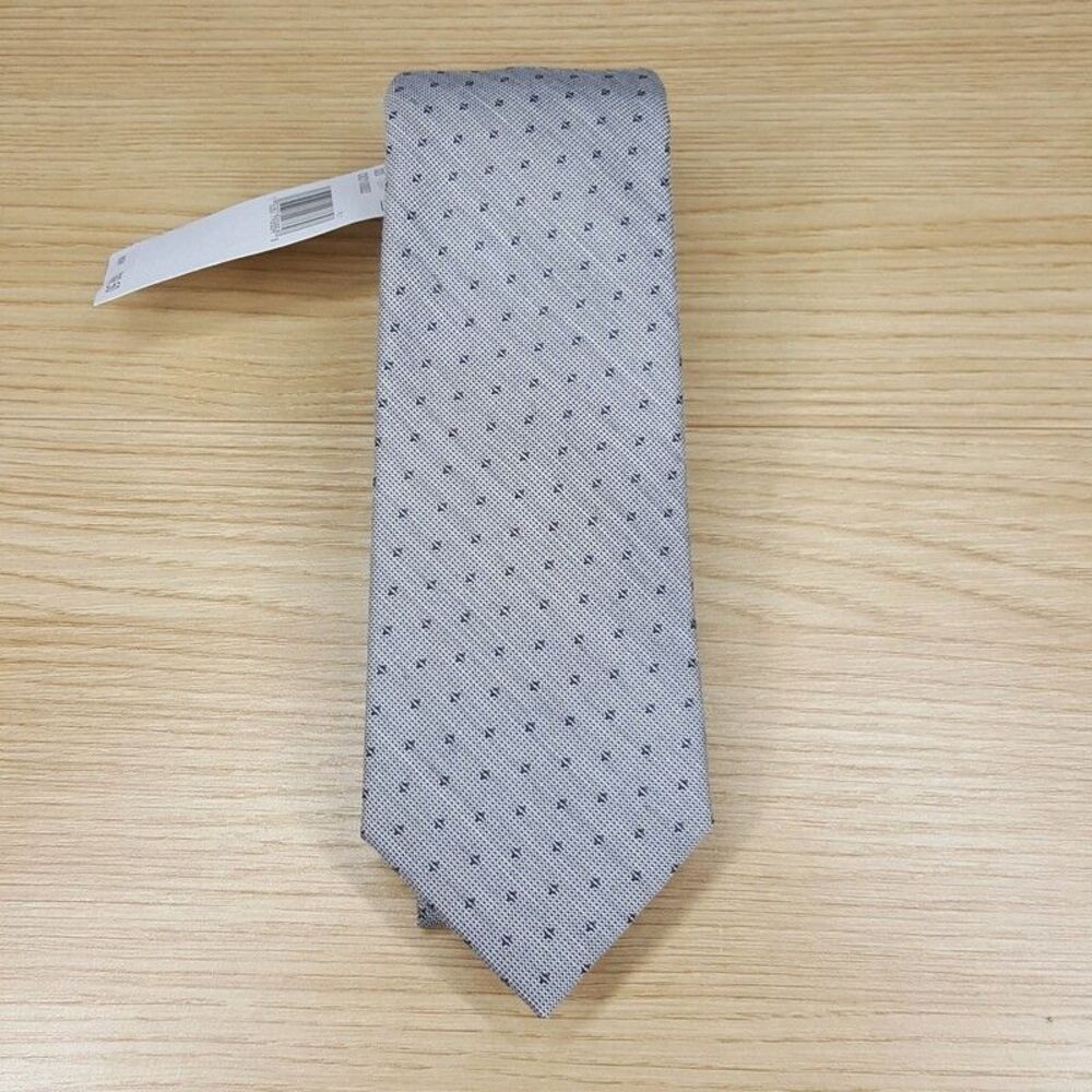 CALVIN KLEIN Mens Neck Tie Gray Neat Micro Dot Silk Blend